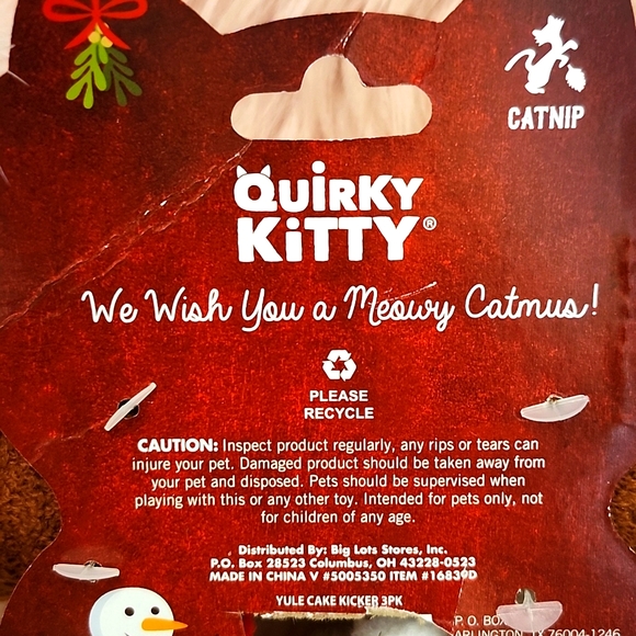 Brand New Quirky Kitty HOLIDAY INSPIRED CATNIP KICKER TOY-3CT - Picture 3 of 4
